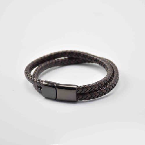 bracelet cuir tressé noir marron apdran